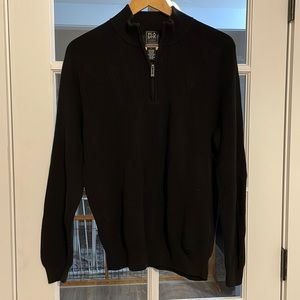 Jos. A Bank Traveler TravelTec Quarter Zip Sweater, Black, Size Large